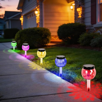 DOUBLEZHE 8Pack Solar Christmas Pathway Lights Outdoor Waterproof, Multicolor & Warm White Changing LED Outdoor Solar Lights Christmas Decorations with Auto On/Off for Garden, Yard, Patio, Walkway