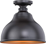 VAXCEL Delano Bronze Gold Farmhouse Barn Dome Outdoor Flush Mount Ceiling Light | Lumora