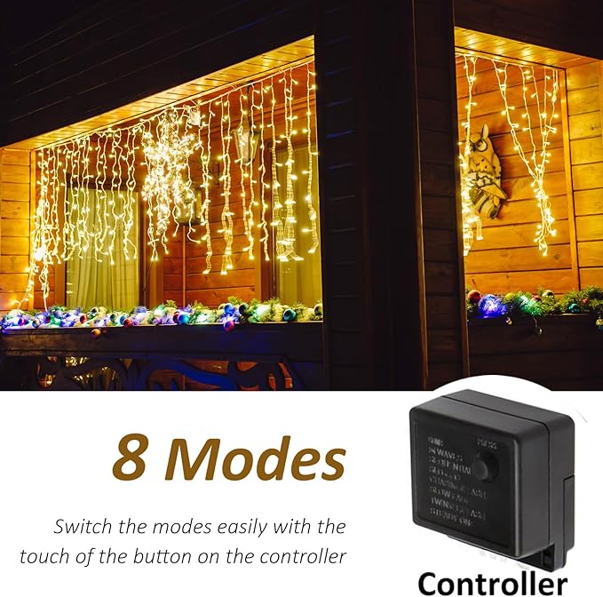 Solhice LED Curtain Lights Outside 40ft x 3ft for Backyard, 600 LED Plug in Hanging Fence String Lights Outdoor Waterproof for Backdrop Backyard Patio Deck Décor (Not Connectable)