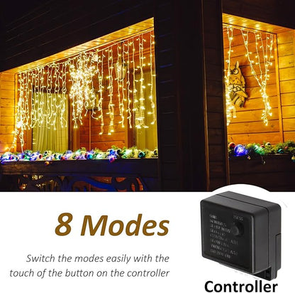 Solhice LED Curtain Lights Outside 40ft x 3ft for Backyard, 600 LED Plug in Hanging Fence String Lights Outdoor Waterproof for Backdrop Backyard Patio Deck Décor (Not Connectable)