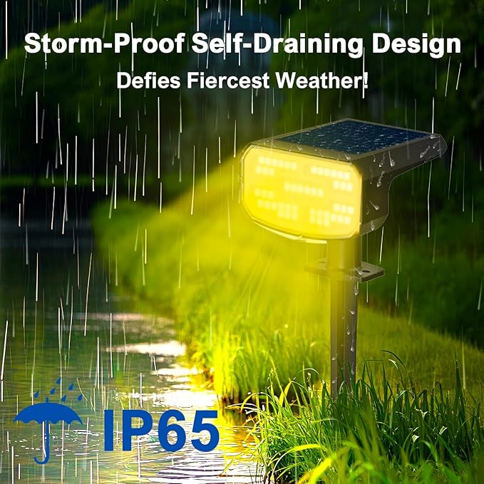 Solar Lights Outdoor Waterproof IP65, Super Bright LED, 3000K 2 Lighting Modes, Solar Powered Yard Garden Solar | Lumora