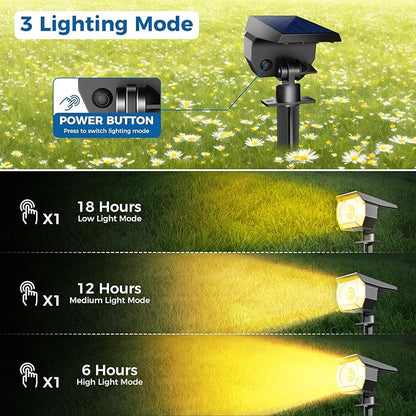 6 Pack Solar Spot Lights Outdoor, Solar Spotlights Outdoor Waterproof 2-in-1 Auto On/Off Landscape Lighting for Outside Yard Wall Garden Pathway(Warm White)