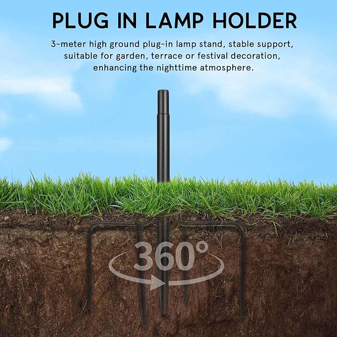 Operitacx 6 Pack Adjustable Outdoor String Light Poles with Heavy Duty Metal Stakes for Patio Garden Lawn Backyard | Lumora