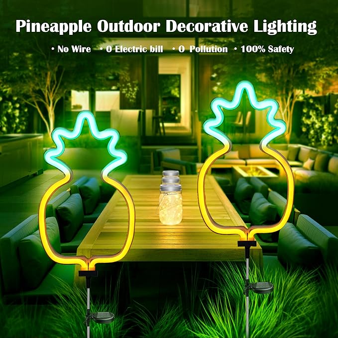SunKite Pineapple Solar Garden Lights - Decorative Stake Lights for Outdoor, Yard, Lawn, Pathway, Patio, Backyard | Lumora