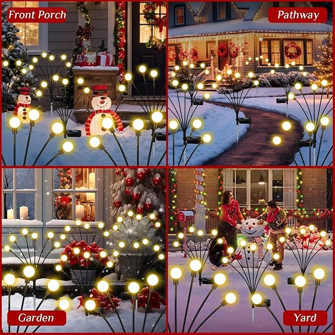 Skeemi Solar Garden Lights – LED Firefly Outdoor Solar Lights, IP65 Waterproof, Swaying “Fireflies” Pathway Lights for Patio Ideal Gift for Women & Grandma (Pack of 8, 64, Heads)