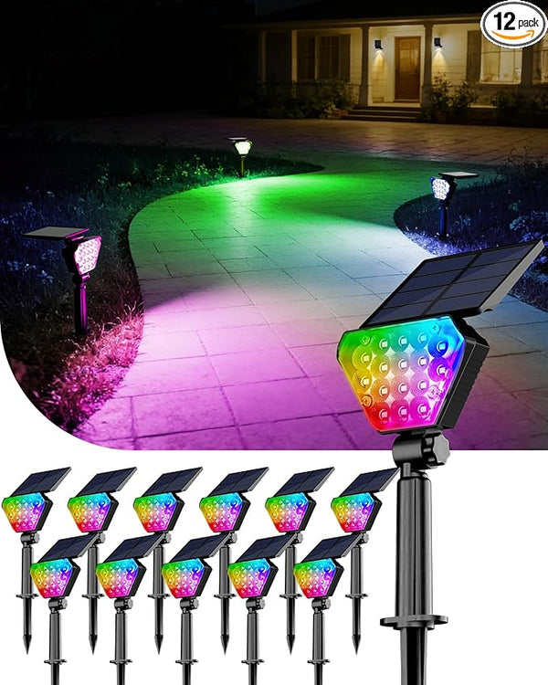 T-SUN Solar Spotlights Outdoor, Color Changing Landscape Lights, Halloween Lights Outdoor IP65 Waterproof Landscape | Lumora