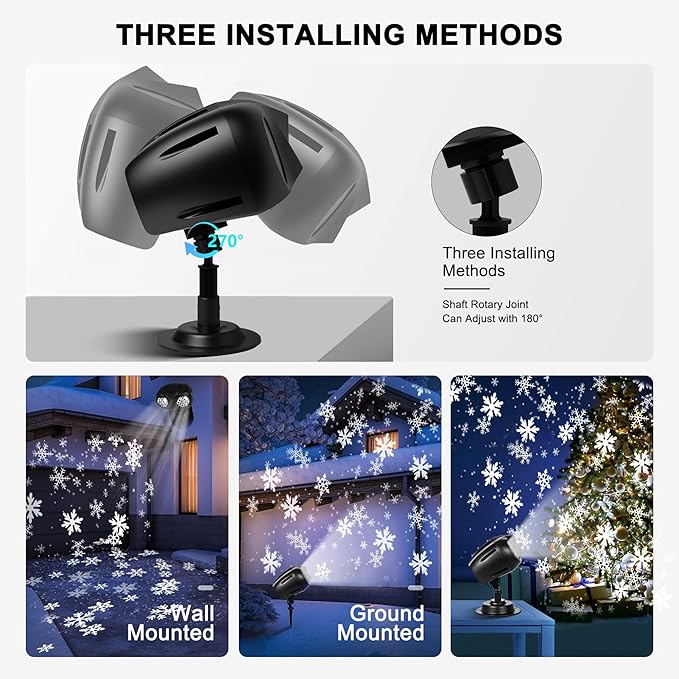 Christmas Projector Lights Outdoor, Dual Head Dynamic Snowflake Projector with RF Remote & Timer, IP65 Waterproof | Lumora