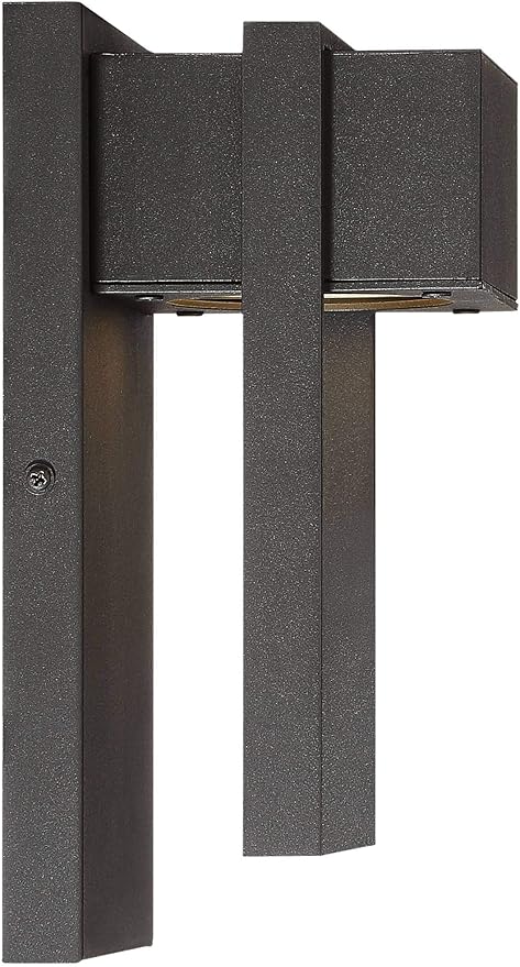 Possini Euro Design Pavel Modern Sconce Outdoor Wall Light Fixture LED Textured Black Metal 9 1/2" Crystal | Lumora