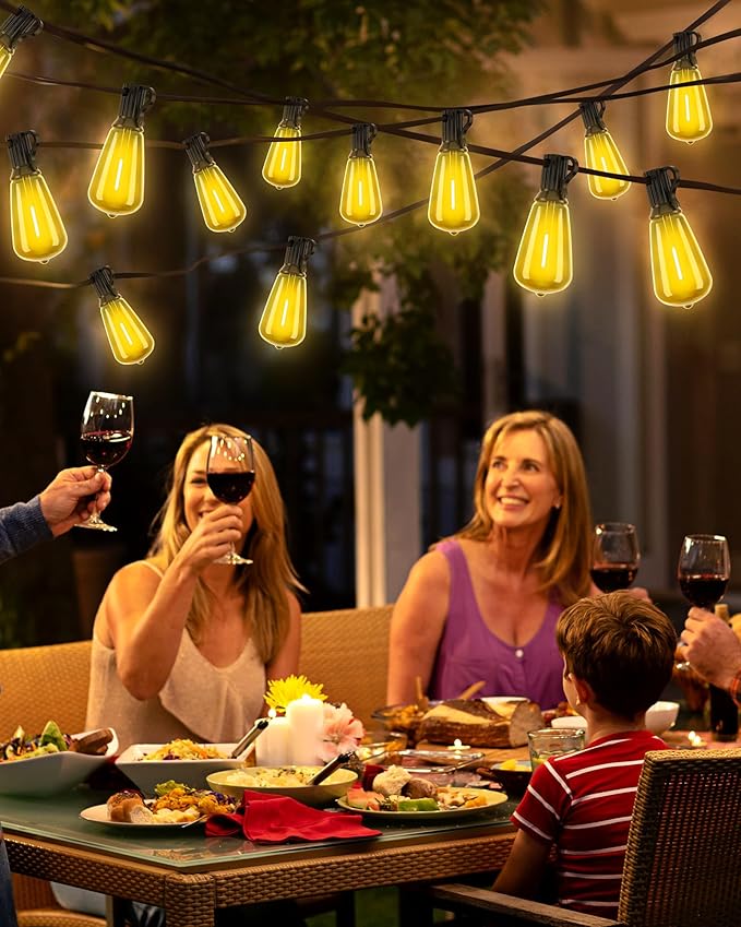 100Feet String Lights with 52 ST38 Edison Bulbs(2 Sqare) + 200Feet String Lights with 104 ST38 Edison Bulbs(4 Sqare) | Lumora