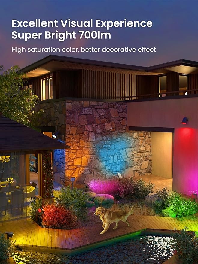 Solar Spot Lights Outdoor, 9 Lighting Modes RGB, Solar Lights Outdoor Waterproof IP65, 63 LED Landscape Spotlights | Lumora