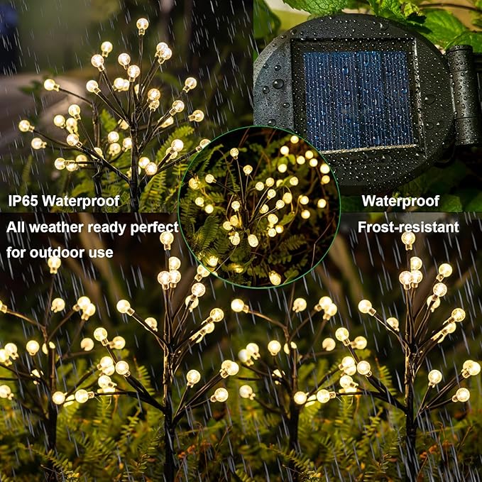 Solar Garden Lights Outdoor, DIY Waterproof Decorative Solar Lights Outdoor 2 Pack with 2 Modes, 20 LED Acrylic Sphere Garden Decor Yard Patio Lawn, Gifts for Mother's Day Mom