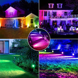 CLY Solar 6 in 1 RGB Spotlights Outdoor Garden, 10 Colors 12 Modes Solar Garden Floodlight Landscape Spotlights | Lumora
