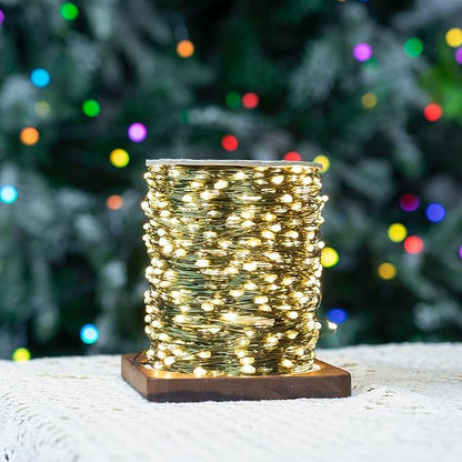40FT Solar String Lights Outdoor, 240 LED Fairy Lights - 2X Brighter Warm White, 8 Lighting Modes, Ultra-Dense Christmas Lights Waterproof Green Copper Wire - for Patio, Garden, Christmas