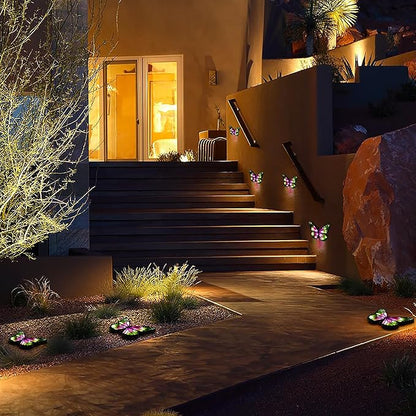 Ground Lights, Equipped with 4 Solar Lights for Outdoor Waterproofing, 14 LED Solar Landscape Lighting, Suitable for Gardens, courtyards, terraces, corridors, Lanes, and walkways (Green)