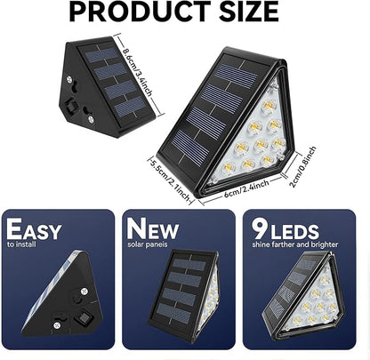 LED Solar Step Lights Outdoor, IP67 Waterproof, Auto On/Off, Solar Decoration Lights Perfect Fit for Stair Corners - Decor & Safety Lighting for Deck, Yard, Patio, Porch (16 Pack)