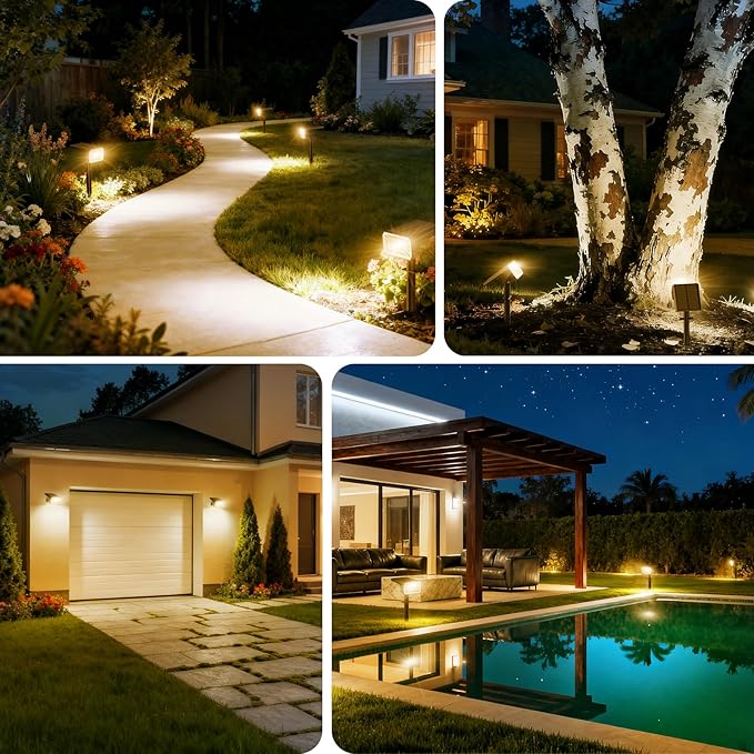 Solar Spot Lights Outdoor Waterproof IP65, [12 Pack/100 LED/4 Modes] Solar Landscape Spotlights, Auto On/Off High | Lumora