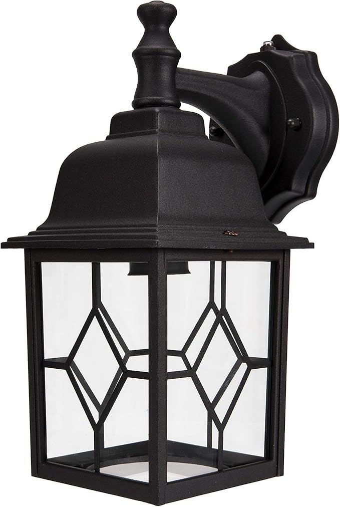 LIT-PaTH Dusk to Dawn Outdoor Wall Lantern, Matte Black Large Exterior Wall Light Fixture, E26 Base, Anti-Rust | Lumora