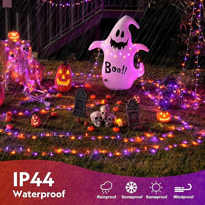 JMEXSUSS 400LED Orange and Purple Halloween Lights Indoor Outdoor Waterproof, 132ft 8 Modes String Lights Plug in | Lumora