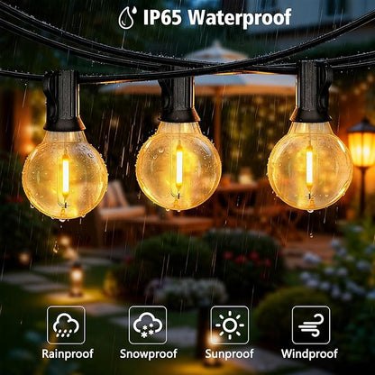 G40 LED Outdoor String Lights, 100FT LED Patio Lights with Light Sensor Timer, 52 Shatterproof Globe Bulbs(2 Spare), Waterproof Connectable Hanging Lights for Backyard Porch Balcony Decor