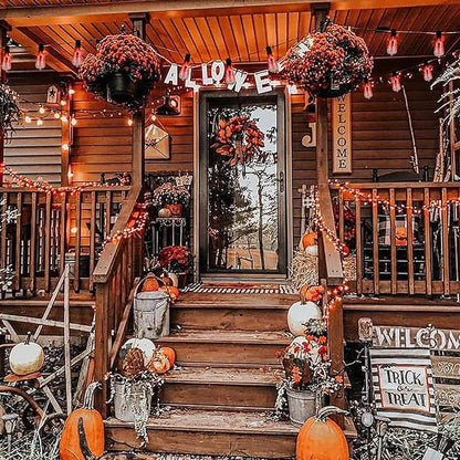 Halloween Decorations Lights, 10Ft Flicker Flame Halloween String Light with 10 Flicker Flame ST40 LED Bulbs, Outdoor Spooky Lights for Patio Balcony Party Decoration, Black
