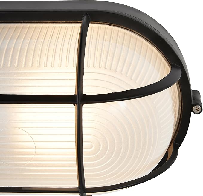Nauticus - Wet Location Bulkhead - Black Finish - Frosted Glass Shade