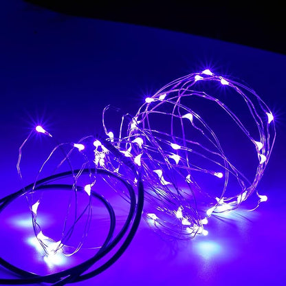 Karlling USB Plug in LED Fairy Lights,2 Packs of 50 LED Bulbs 16 Ft Silver Wire Waterproof Starry String Lights for Bedroom Patio Garden Party Wedding Commercial Lighting (Purple)