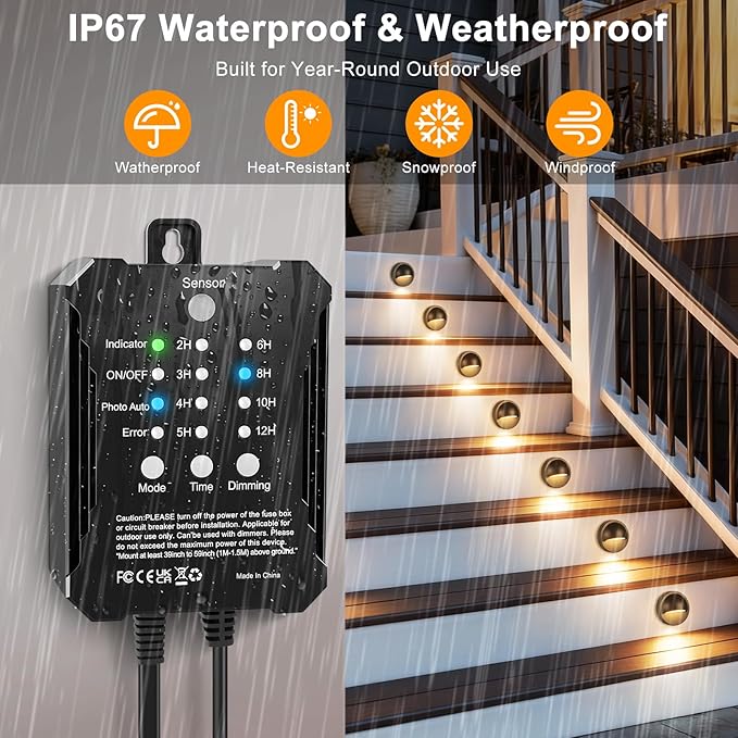 Low Voltage LED Deck Lights Kit with Transformer, Dusk-to-Dawn Outdoor Step Lights Waterproof IP67, Warm White | Lumora