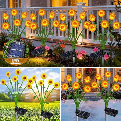 Solar Powered Sunflower Lights - Solar Flowers Lights Waterproof Outdoor for Yard, Pathway,Landscape, Ideal Gifts for Women, Mom,Home Festival Decoration