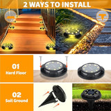 Solar Ground Lights, 8 Pack 12 LED Solar Disk Lights Outdoor Waterproof In-Ground Landscape Lighting for Garden | Lumora