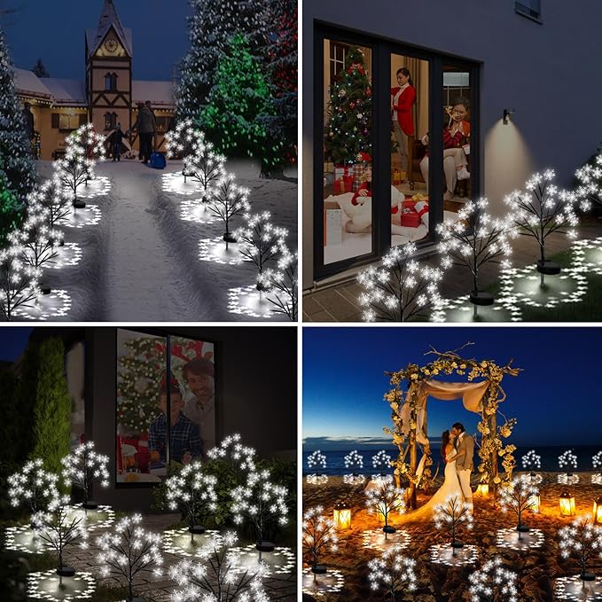 Upgrade Snowflake Solar Christmas Lights Outdoor - 2PACK 40LED Snowflake Pathway Lights for Outdoor Christmas Decorations,Waterproof Solar Garden Lights for Yard Xmas Party Decor(Cool White)