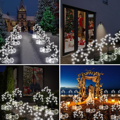 Upgrade Snowflake Solar Christmas Lights Outdoor - 2PACK 40LED Snowflake Pathway Lights for Outdoor Christmas Decorations,Waterproof Solar Garden Lights for Yard Xmas Party Decor(Cool White)