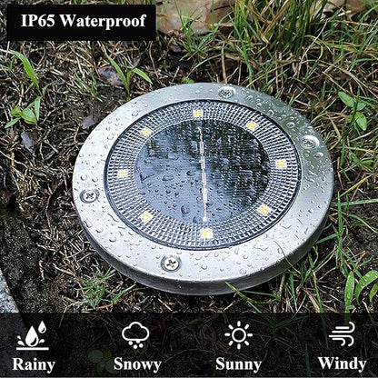 Solar Ground Lights, Outdoor Waterprood 8 LED Solar Powered Floor Landscape Light for Garden Pathway Walkway Patio- 4 Pack (White)