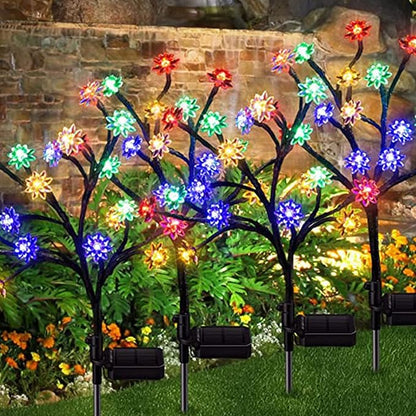 Solar Flower Stake Lamps, 66cm/26inch Solar LED Cherry Blossom Garden Lights, Waterproof Colorful Landscape Lights, Garden Decorative Lamp for Yard Patio Pathway (4pcs)