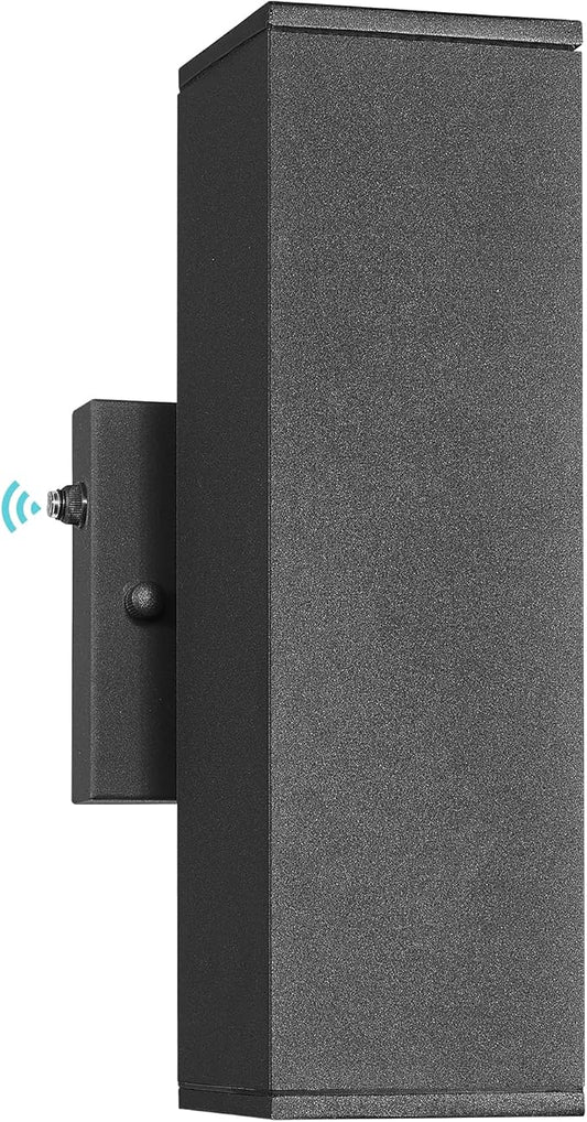 Ken & Ricky Outdoor Wall Light Fixture,Exterior Lighting Fixtures,Dusk to Dawn Modern Sconce Lights for Porch Patio Garage Front Door (Black,Square,with Sensor,1PK)
