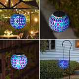 VCUTEKA Hanging Solar Lanterns Mosaic Solar Lights with Hook Up, Outdoor Garden Lights Decor for Yard Tree Fence | Lumora