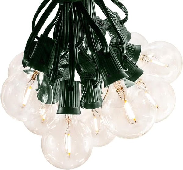 Hometown Evolution, Inc. G50 2" LED Filament Outdoor Patio String Lights with 0.6 Watt Light Bulbs (G50 LED - Green | Lumora