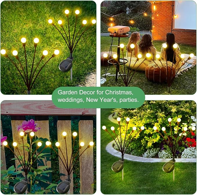 Solar Lights Outdoor, 6 Pack Solar Garden Lights, Firefly Lights, Garden Decorations for Yard Patio Pathway Lawn, Gifts for Mom Women