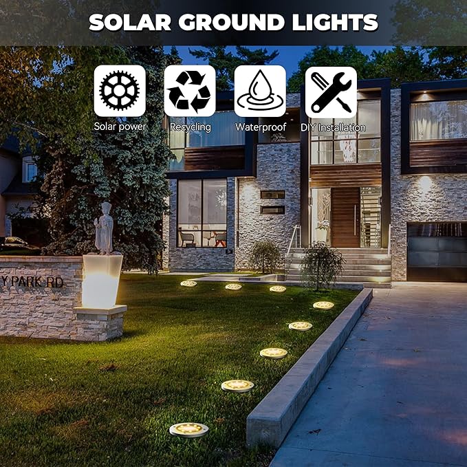 Solar Lights for Outside 16Pack, Solar Garden Outdoor Waterproof Pathway Bright In-Ground Lights Landscape Lighting Garden Decor for Yard, Patio, Driveway, Walkway Warm Light