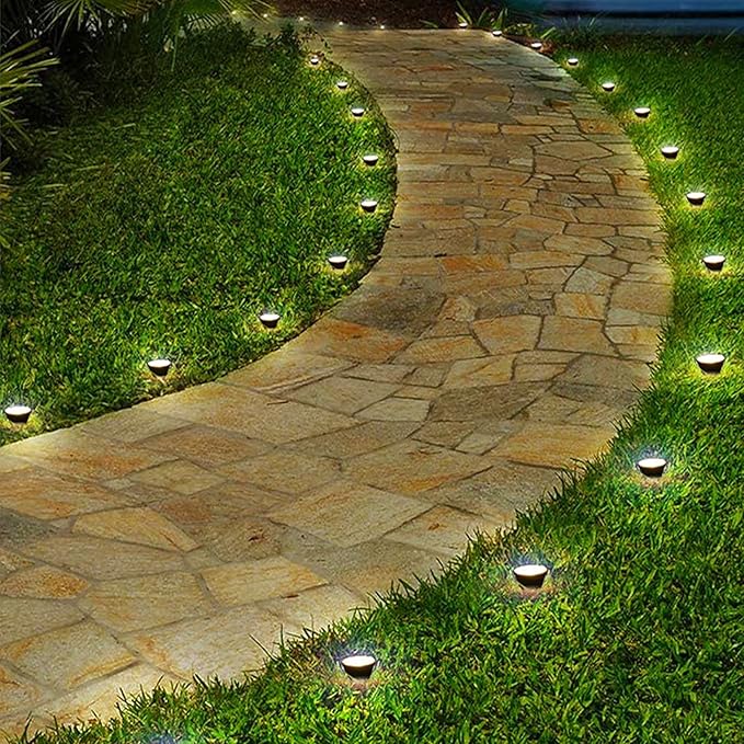 Solar Pathway Lights, Outdoor Solar Garden Stake Lights with 10 LED Bulbs, IP55 Decorative Landscape Lighting for Lawn Patio Yard Driveway Walkway (Warm Light)