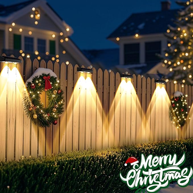 BrizLabs Solar Fence Lights Outdoor, 3 Color (2700K/4500K/6500K) & 6 Modes Solar Wall Light, 8 Pack 250lm LED Patio Deck Lighting IP65 Waterproof Fence Lighting for Outside Backyard Patio Railing Pool