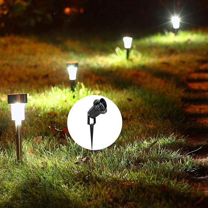 MECCANIXITY Solar Light Spikes,18x150mm Ground Stakes for Garden Pathway Landscape Lamps, ABS Plastic Black, Pack of 4