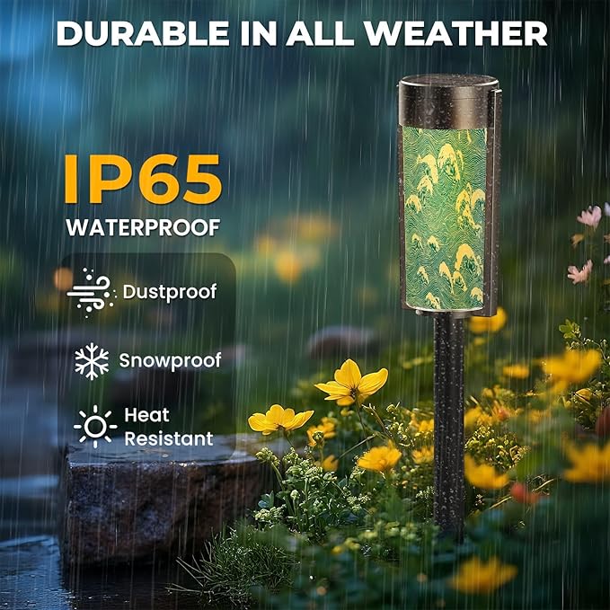 8 Pack Solar Pathway Lights Outdoor Waterproof Sea Waves Japanese Style Solar Garden Lights LED Landscape Lighting for Yard Walkway Lawn Garden Decor