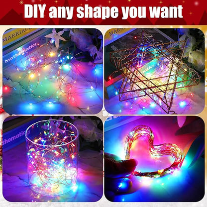 12 Pcs Solar String Lights Solar Mini Teeny Tiny Fairy Firefly Twinkle Light Waterproof 16ft 50 LEDs Garden String for Outdoor Garden Backyard Christmas Decoration(Color Light)