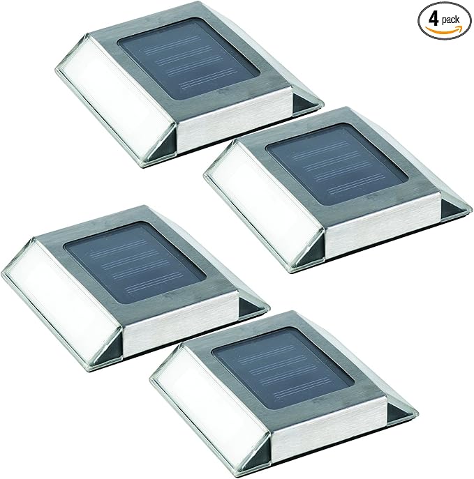 Nature Power (21072) Solar Powered LED Pathway Lights, Stainless Steel, 4-Pack | Lumora