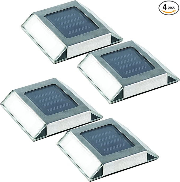 Nature Power (21072) Solar Powered LED Pathway Lights, Stainless Steel, 4-Pack | Lumora