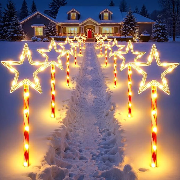 12 Pack Christmas Decorations Outdoor, Twinkling Big Star Solar Christmas Lights with 180 Bright LED and 10 | Lumora
