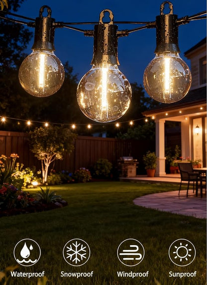 Outdoor String Lights ,150 FT Led Patio Globe Lights with Plastic Bulbs,Waterproof,Shatterproof,G40 Outdoor String Lights,Connectable Hanging for Backyard, Bistro, Porch, Deck, Balcony,Tent (150ft)