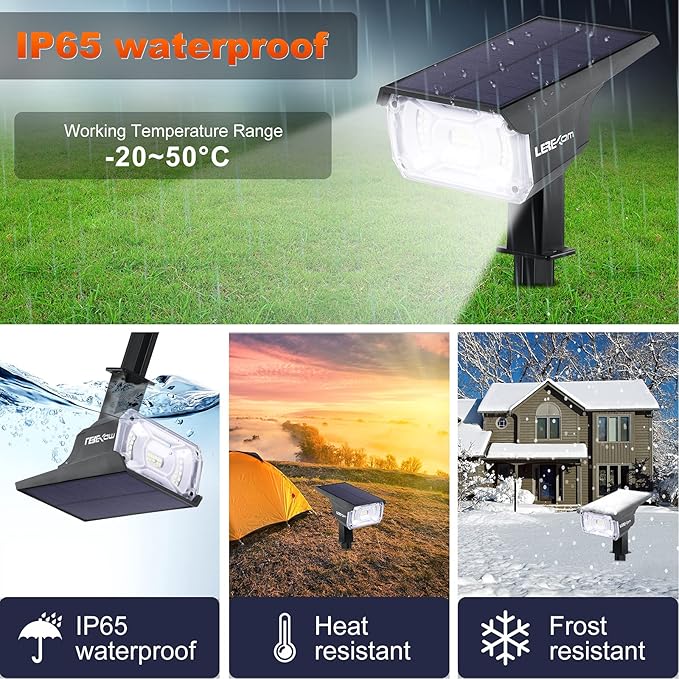 Solar Spot Lights, IP65 Waterproof 40 LEDs Landscape Spotlights,USB & Solar Powered Wall Lights Dark Sensing Auto | Lumora
