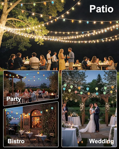 11FT Multicolor String Lights with 10 Bulbs, Colored Backyard Patio Indoor/Outdoor UL Listed String Lights, Hanging for Bistro Tents Market Cafe Gazebo Porch Party Wedding