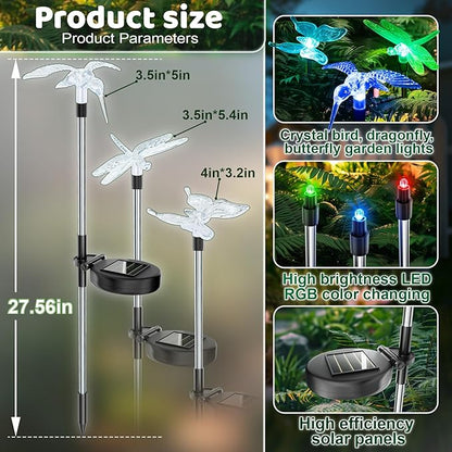 Anordsem Solar Garden Lights Outdoor: 6 Waterproof PVC Insect Stake Light Heads - Changeable Color LED Lighting for Gardener Yard Decoration - Christmas Gifts for Homeowners Over 30